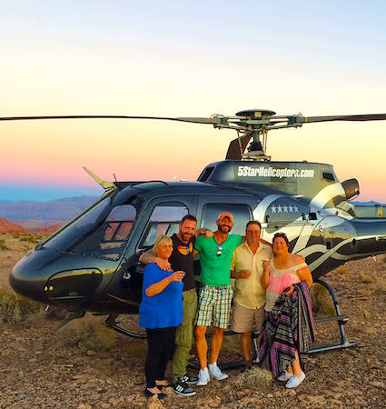 Tour includes extended above and below the rim Canyon Canyon helicopter flight with exclusive landing at the Valley of Fire State Park